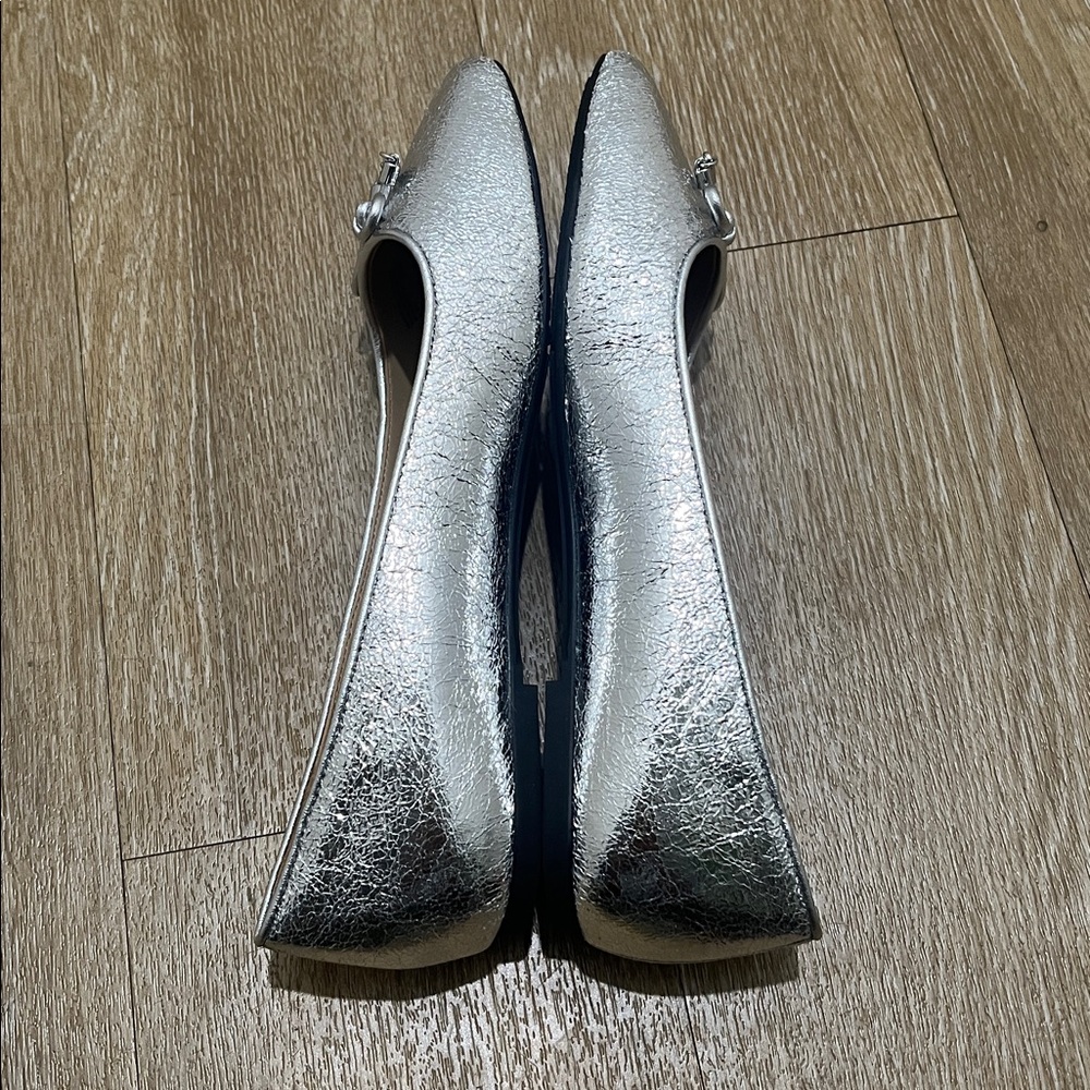 Michael Kors Nori Flex Silver Metallic Square Toe Ballet Flat New size 8.5 - Picture 9 of 13